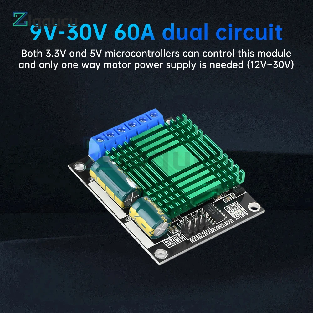 9V-30V 60A Dual PWM DC Motor Driver Module Speed Controller High Power H-Bridge Motor Speed Controller Motor Driver Module