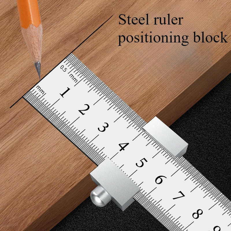 15/20/30/40cm Metal woodworking square woodworking tools woodworking steel ruler positioning limit block measuring marking gauge