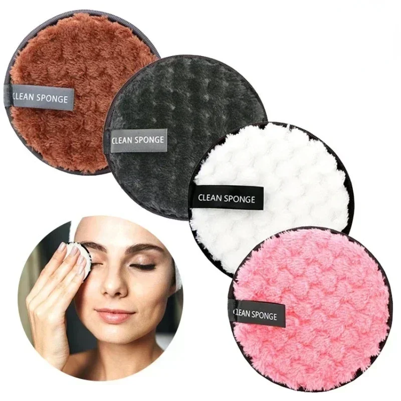 4p Microfiber Makeup Remover Cloth Reusable Washable Cotton Pads Make-up Wipes Face Cleansing Towel Soft Discs Double Layer Puff
