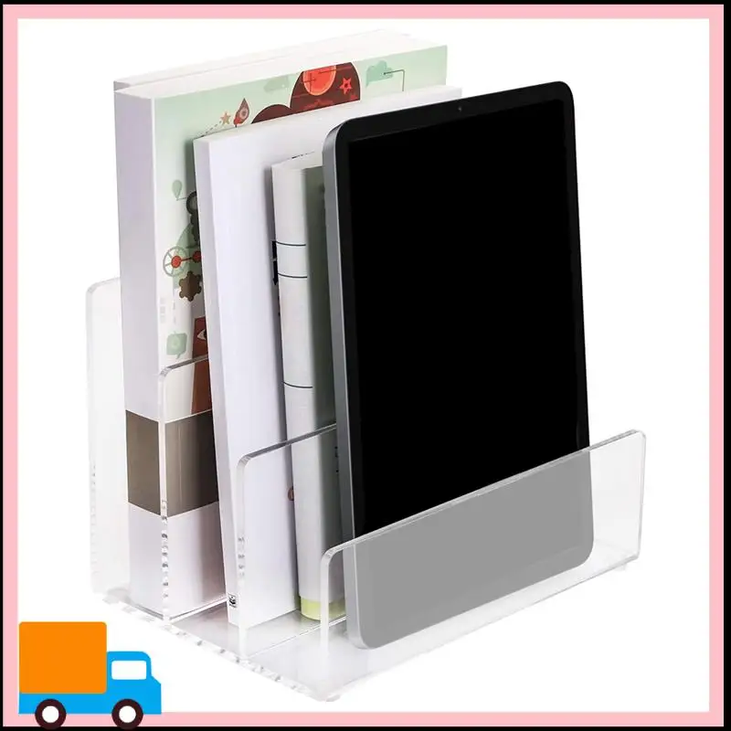1 Piece File Holder 3 Sections Vertical Desktop Organizer Acrylic Office File Sorter Stand Rack For Documents Letter Book