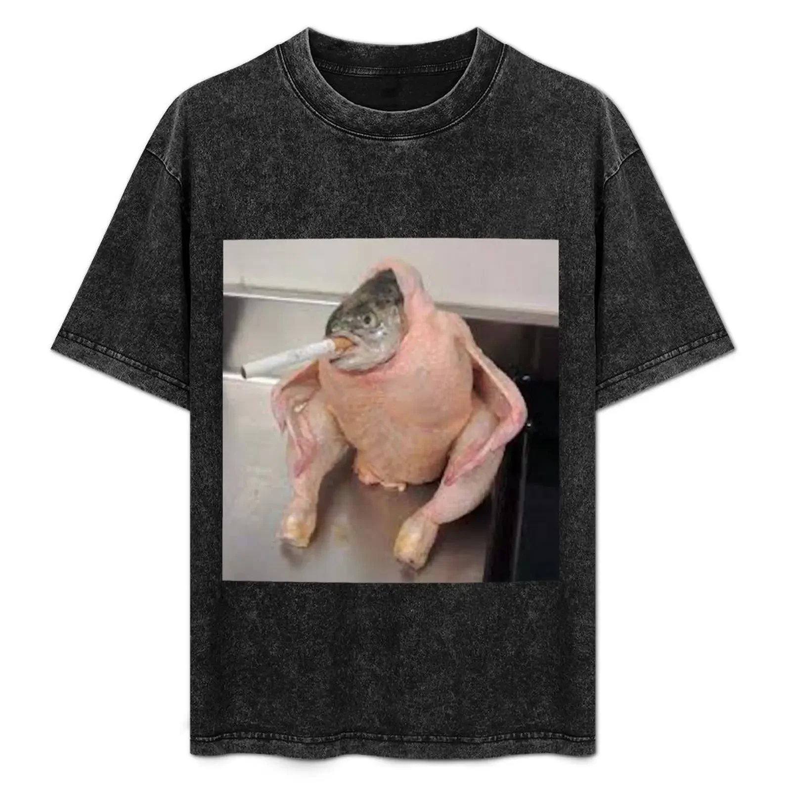 

cursed images fish chicken T-Shirt Stylish Graphic Short Sleeve Top