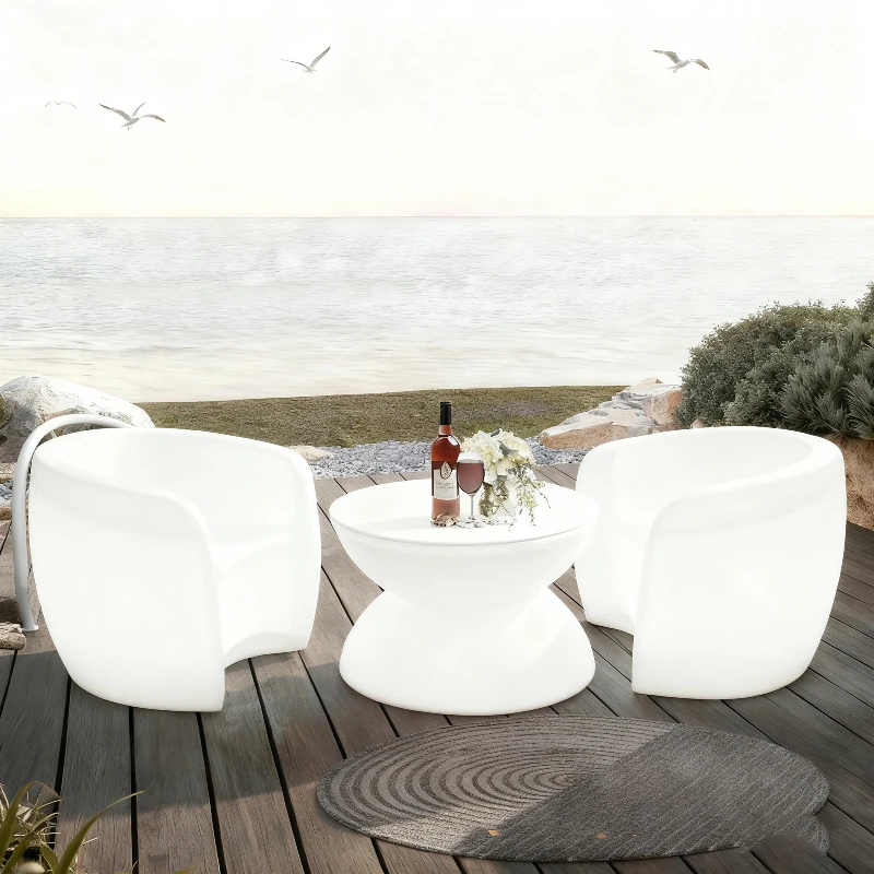 Bar Furniture Glowing Luminous Illuminated Led Table and Chair Set Outdoor Nightclub Led Furniture Outdoor Garden Event Table
