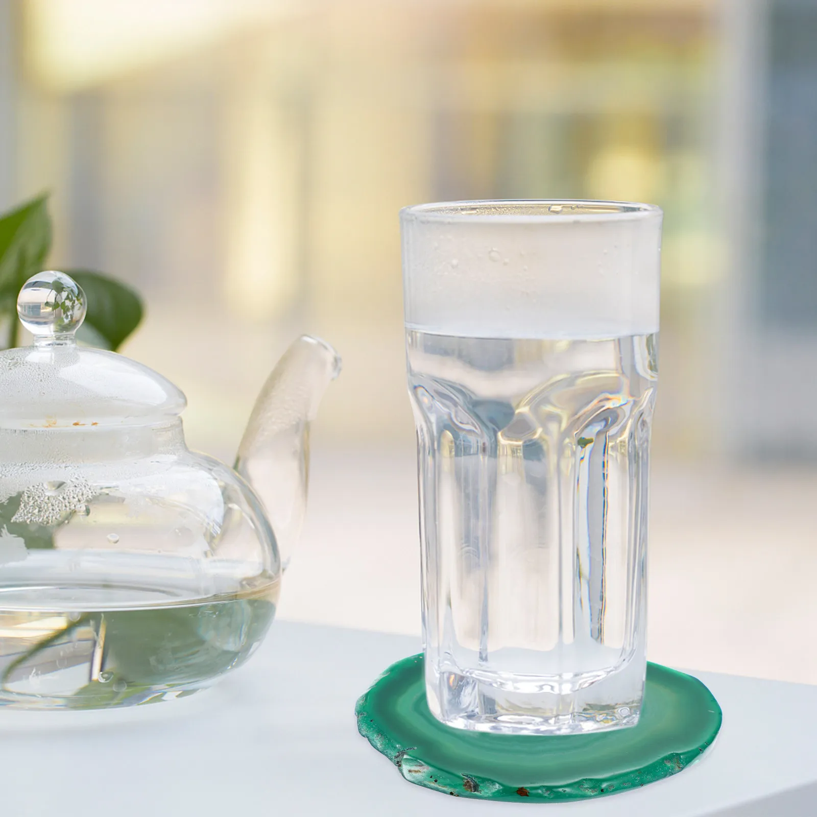 

Круглая подставка из натурального агата: термостойкая, впитывающая влагу, для дома и бара, декоративный элемент для стола