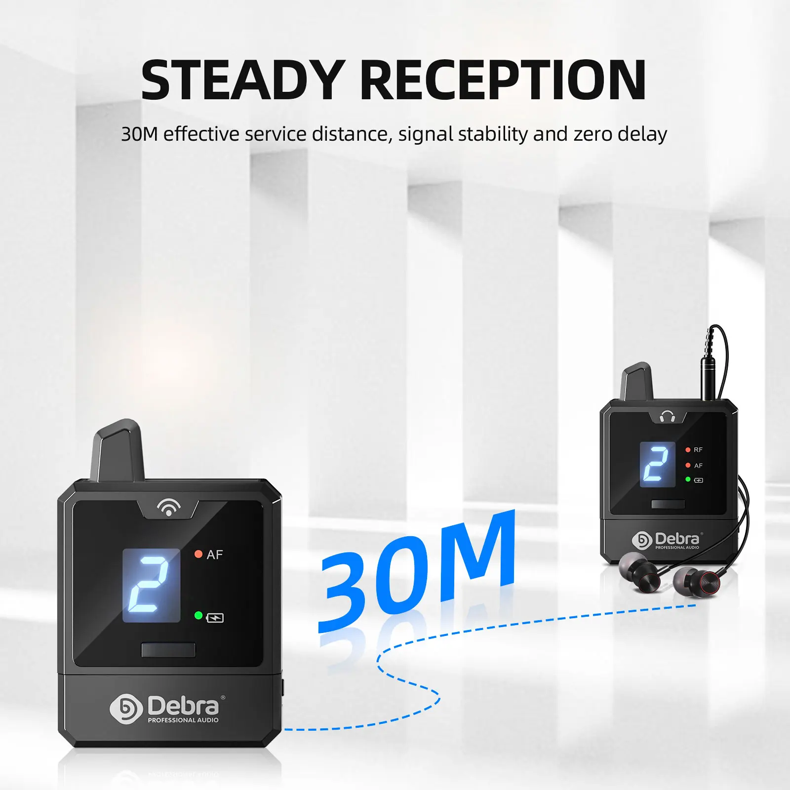 Debra UHF IEM Wireless In-Ear Monitor System Audio-Mini UHF Rechargeable for Music Audio Monitoring Live Broadcast