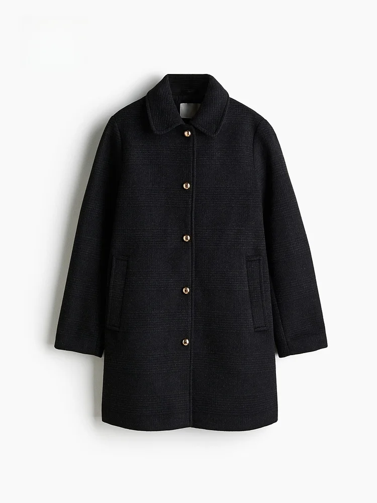 H&M Women's Winter Wool Blend Lightweight Coat 304533 Ele Faionable Ladies' Woolen Coat for Autumn Season