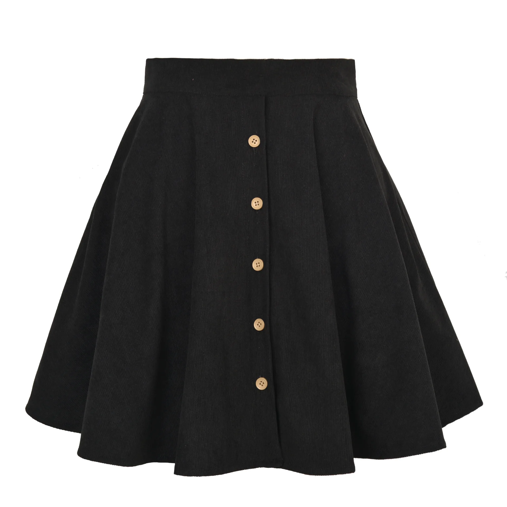 Women's Solid Color Corduroy High Waist Midi Skirt Fashion Sweet Single Button Umbrella Skirt for Autumn Winter ropa para muje