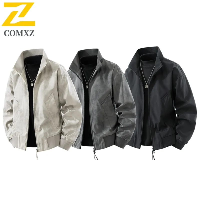 

COMXZ свободная куртка-ветровка, модное универсальное красивое туристическое пальто, 2025 г., высококачественная рабочая байкерская куртка, мужская одежда