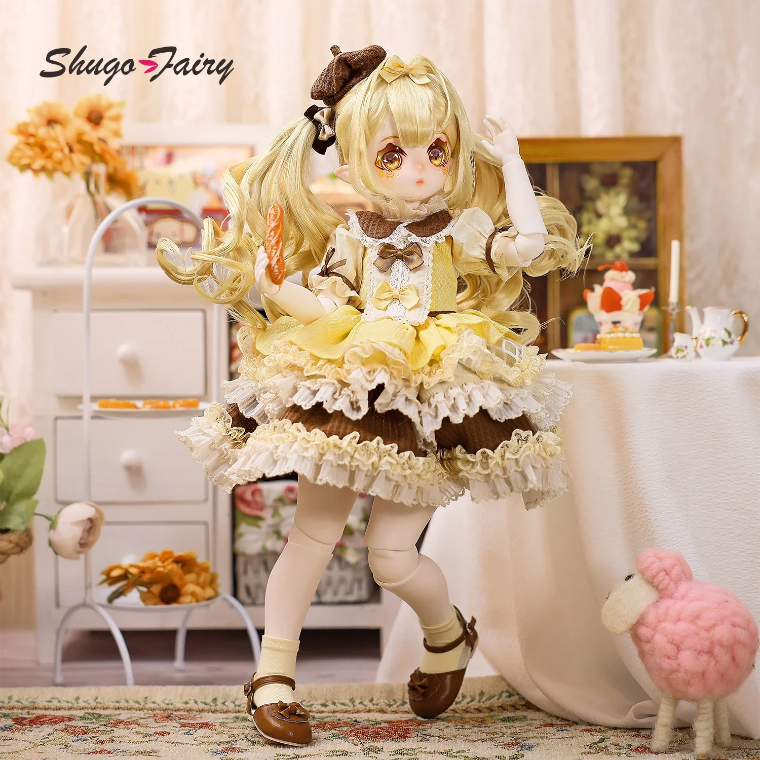 

Shugafairy Original 1/4 BJD Makoto B Sweet Pudding Theme Hand-Painted Dessert Makeup & Jointed Body Full Set Resin Art Doll