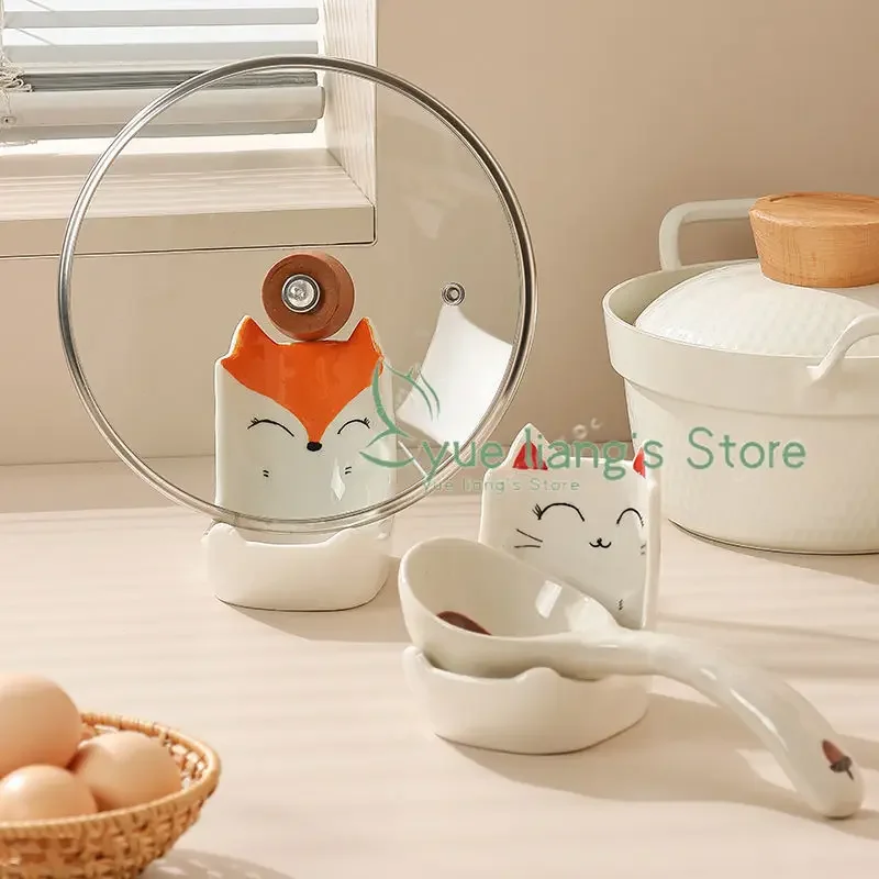 

Multi Functional Storage Rack for Household Kitchen, Ceramic Countertop for Spoon Holder, Lid Holder, Cute Spoon Holder Holder