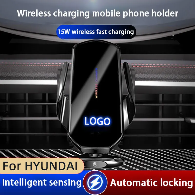 For Hyundai ELANTRA SONATA MISTRA TUCSON Santafe Celesta ix35 Wireless Charging Car Cell Mobile Phone Holder Charger Accessories