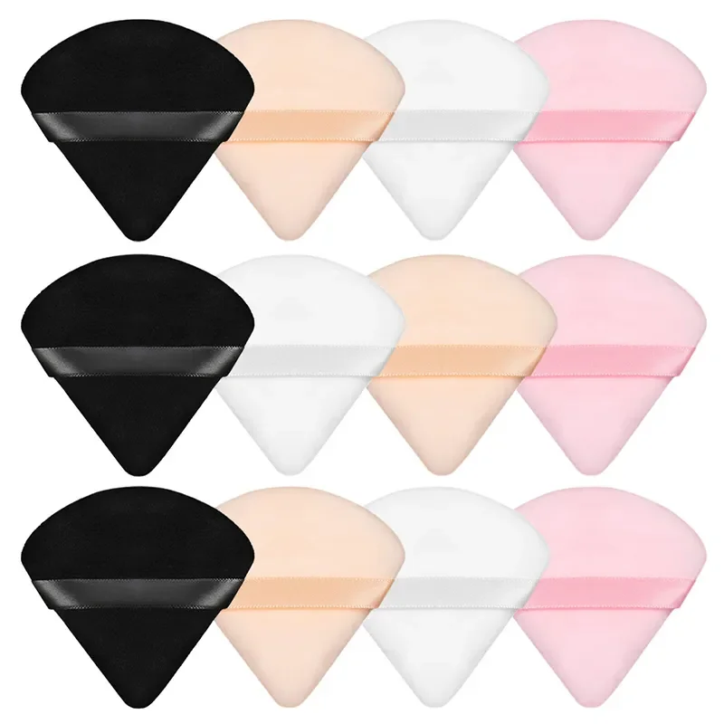 Triangle Velvet Powder Puff Mini Makeup Sponge for Face Eyes Soft Cotton Cosmetics Washable Lightweight Velvet Makeup Tool