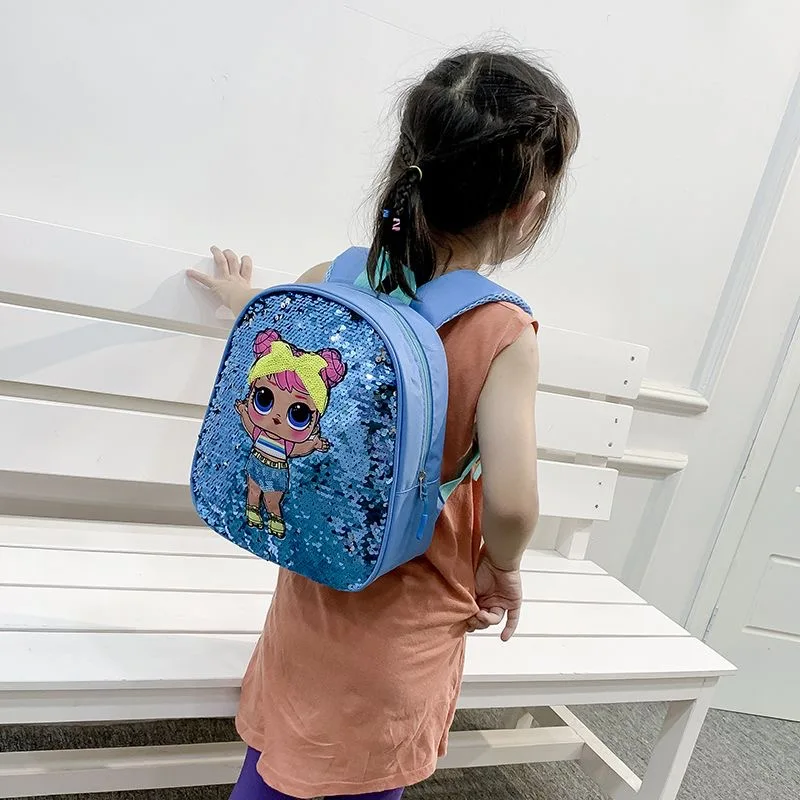 Mochila de lentejuelas de dibujos animados para niñas, bolsos de princesa, mochila informal de moda para viajes, bolso escolar encantador para niños