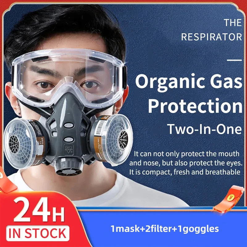 Gas Mask Dustproof Half Face Mask Spray Paint Formaldehyde Chemical Industry Pesticide Activated Carbon Protective Respiratory