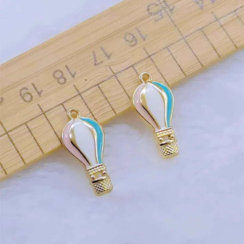 10pcs Colorful Hot Air Balloon Pendant Decoration Diy Bracelet Necklace Earrings Keychain Charm For Jewelry Making Accessories