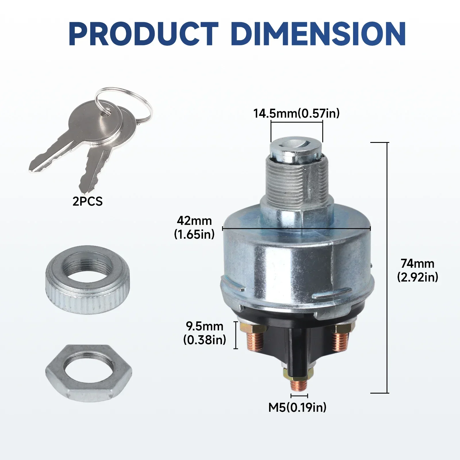 For Ford Jubilee Tractor Trailer Plant Applications Ignition Switch with 2 Keys Copper 4 Position 4 Terminal OEM 80153 85936