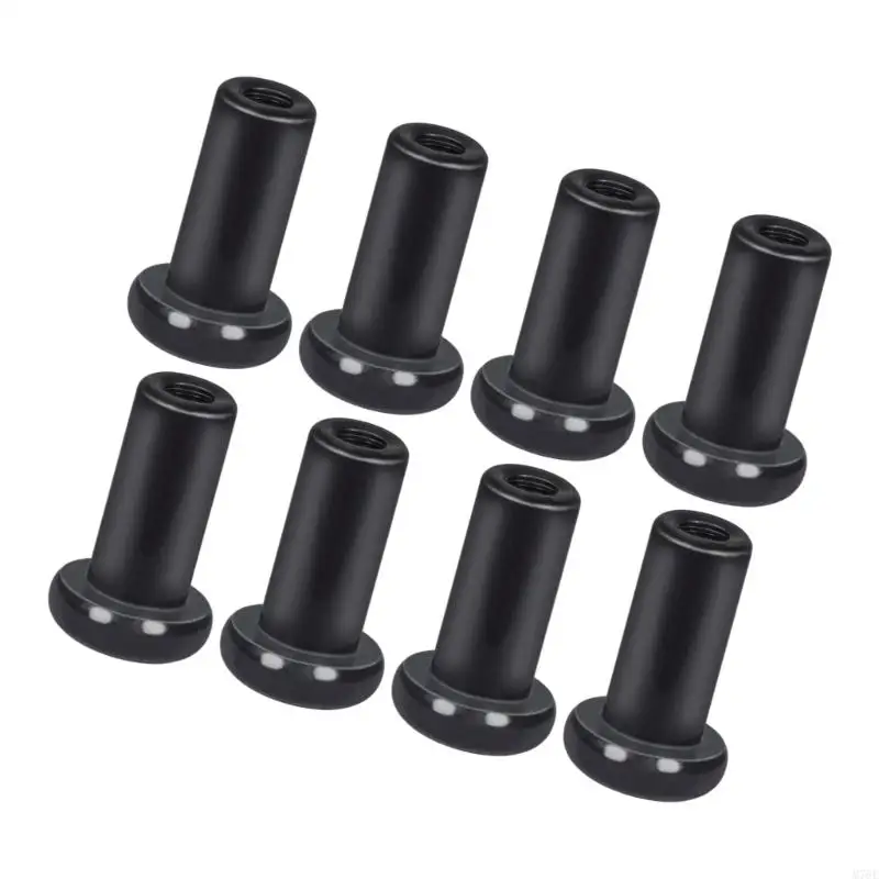 M76E Door Hinge Repair Hardware Black 8 Piece Threaded Nut Inserts with Flanged Base for Replacement Service Work