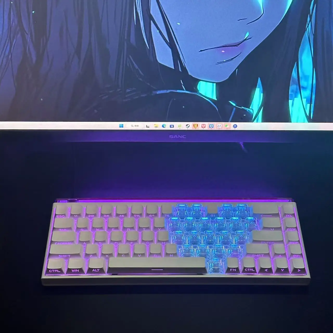 Copritasti a doppio incisione laterale trasparente, copritasti pbt originali altamente trasparenti