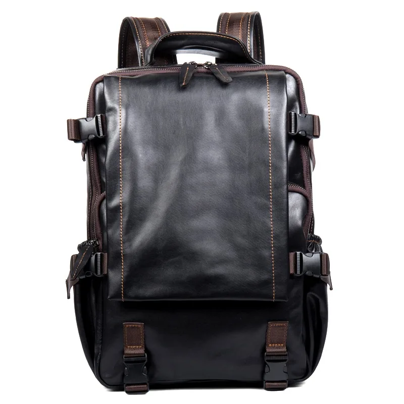 

Large capacity travel leather backpack business leisure first layer cowhide college wind backpack men's computer bag outdoor
