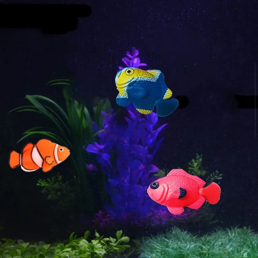 Simulate Ocean Tropical Fish Aquarium Decoration Fake Ornaments Glow in the Night Landscape Clown Peacock Fish