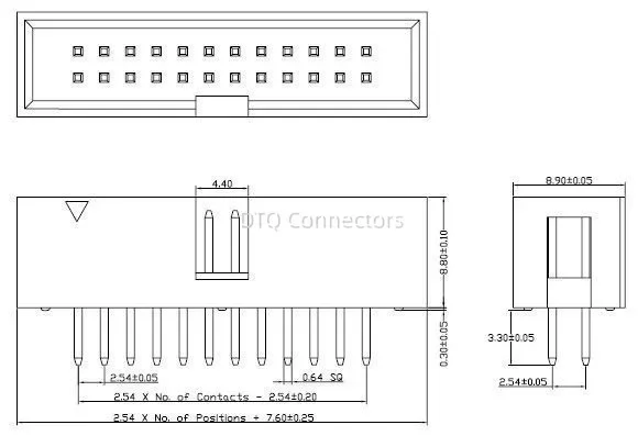 10pcs IDC 2.54mm 2x10 20 Pin Right Angle Male Shrouded PCB Box header IDC Connector