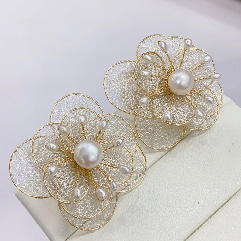 

SGARIT Original Design 14k Gold Filled Natural Freshwater Pearl Fine JewelryWith Strong Luster Handmade Pearl Earrings