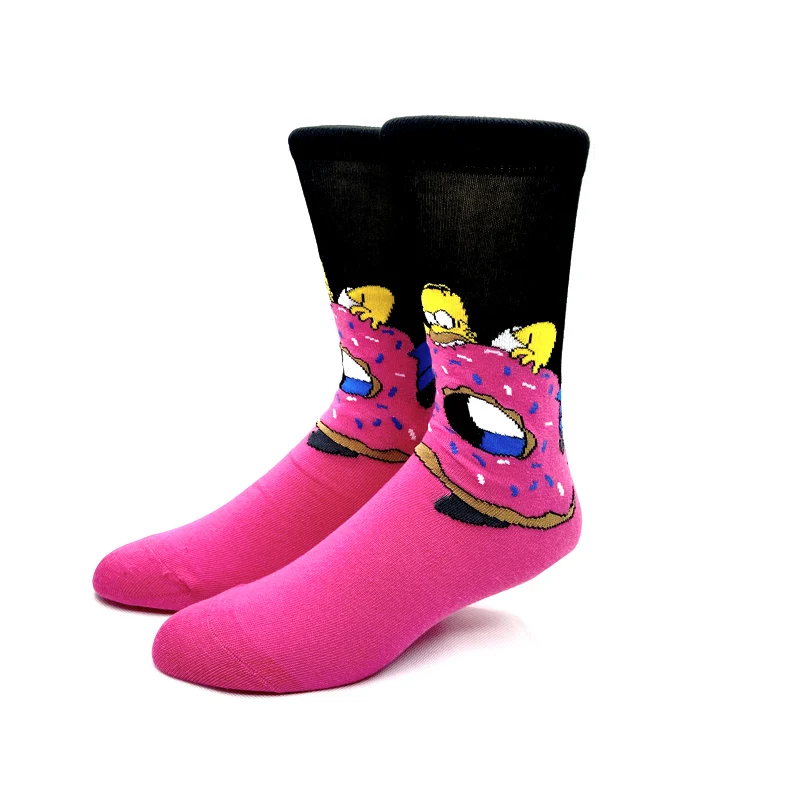 1 Pair Harajuku The Simpsons Autumn Women Men Socks Cartoon Personality Skateboard Socks Anime Middle Tube Cotton Unisex Socks