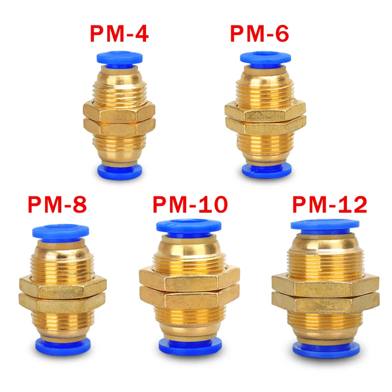 

20/50 PCS Pneumatic Fittings PM Straight Air Connector 4mm 6mm 8mm 10mm 12mm Plastic Push In Quick Bulkhead Union Hose Connector