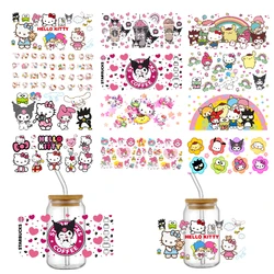 MINISO Cute Kitty Friends UV DTF Transfer Sticker Waterproof Transfers Decals For 16oz Glass Cup Wrap Stickers