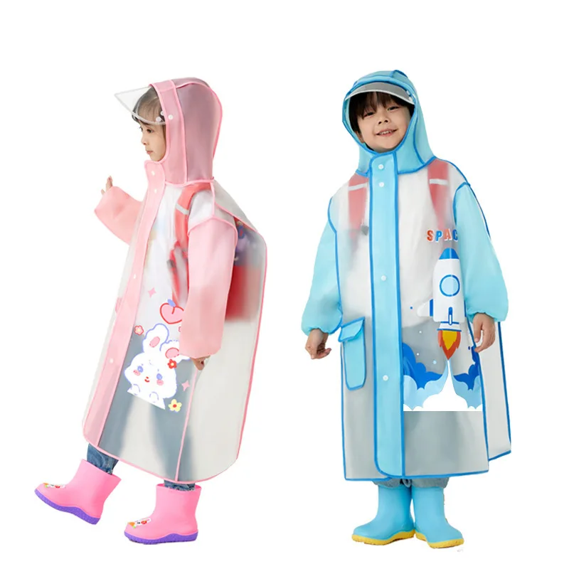 Student Raincoat Wholesale Price ChildrenRaincoat with Schoolbag  Kid Raincoat Single Full-body Elementary  Cartoon Rain Poncho