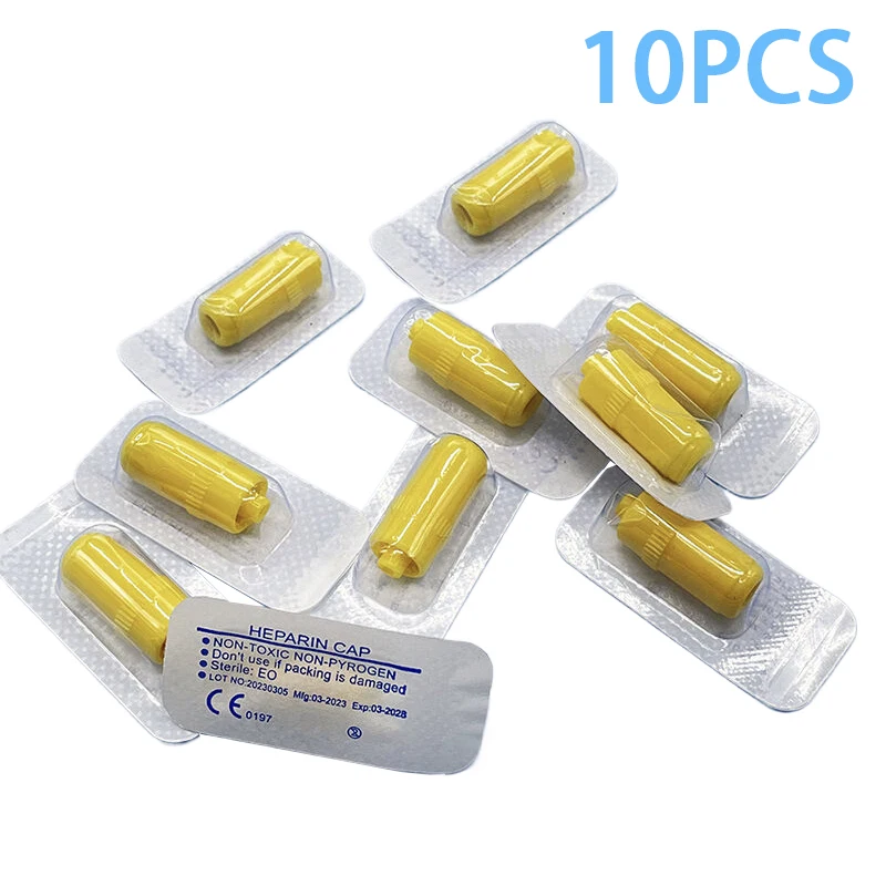 10PCS Disposable Pet Heparin Cap Hat Sealing Attching To IV Cannula Mounthing With Luer Lock Sterile Animal Clinic Tool