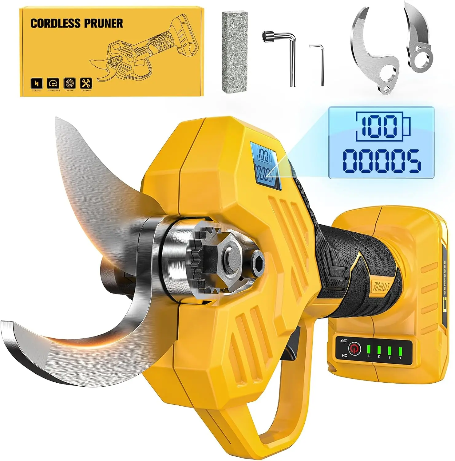 

Electric Pruning Shears with LCD Display, 0.8-2 Inch Cutting Diameter, Compatible with 20V Batteries for Gardening Tree Pruning