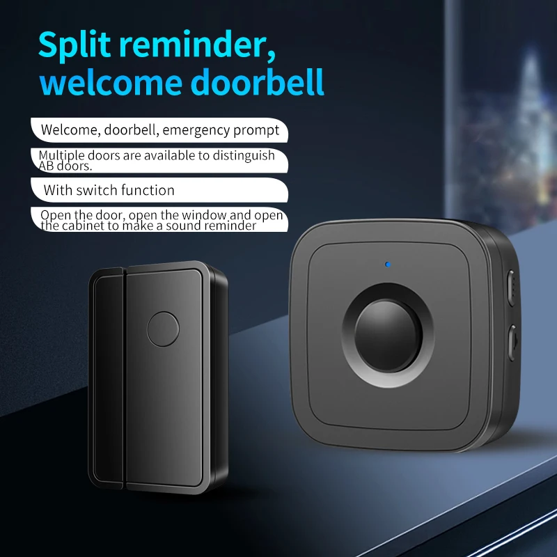 CACAZI Wireless Door Magnet 918 Feet 280 Meters Range 52 Melody Alarm Windows Household Anti-theft Magnetic Sensor Shop Alarm