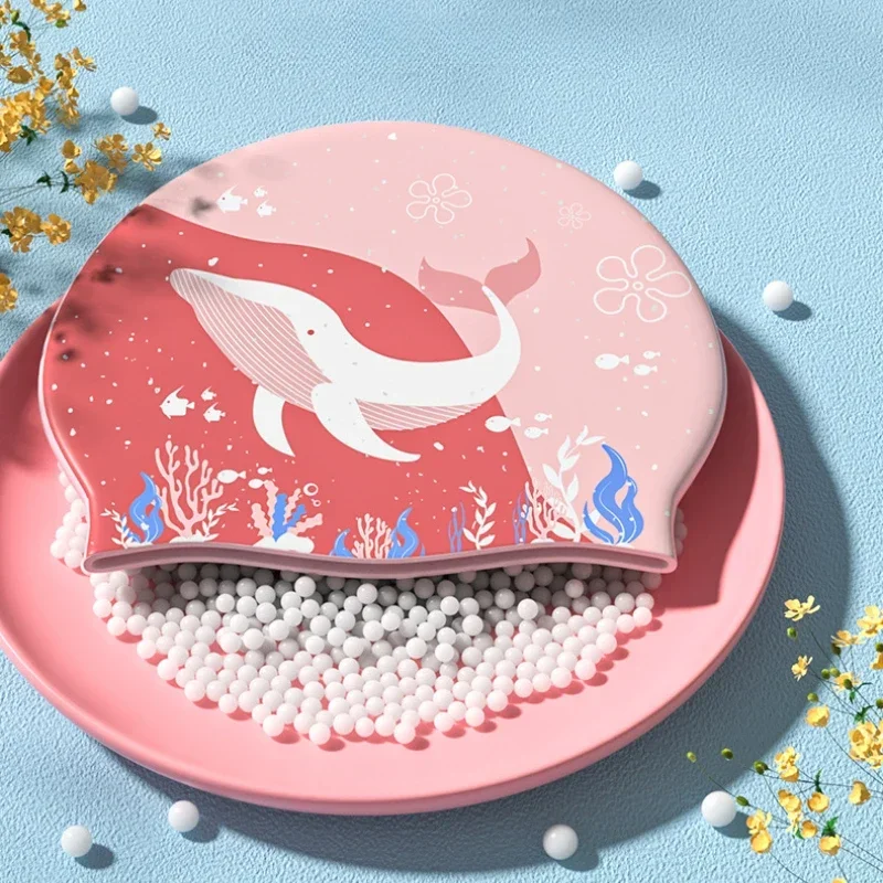 

Детская шапочка для плавания с милым принтом животных, силиконовая шапочка для плавания для детей, мальчиков и девочек, профессиональная шапочка для защиты ушей