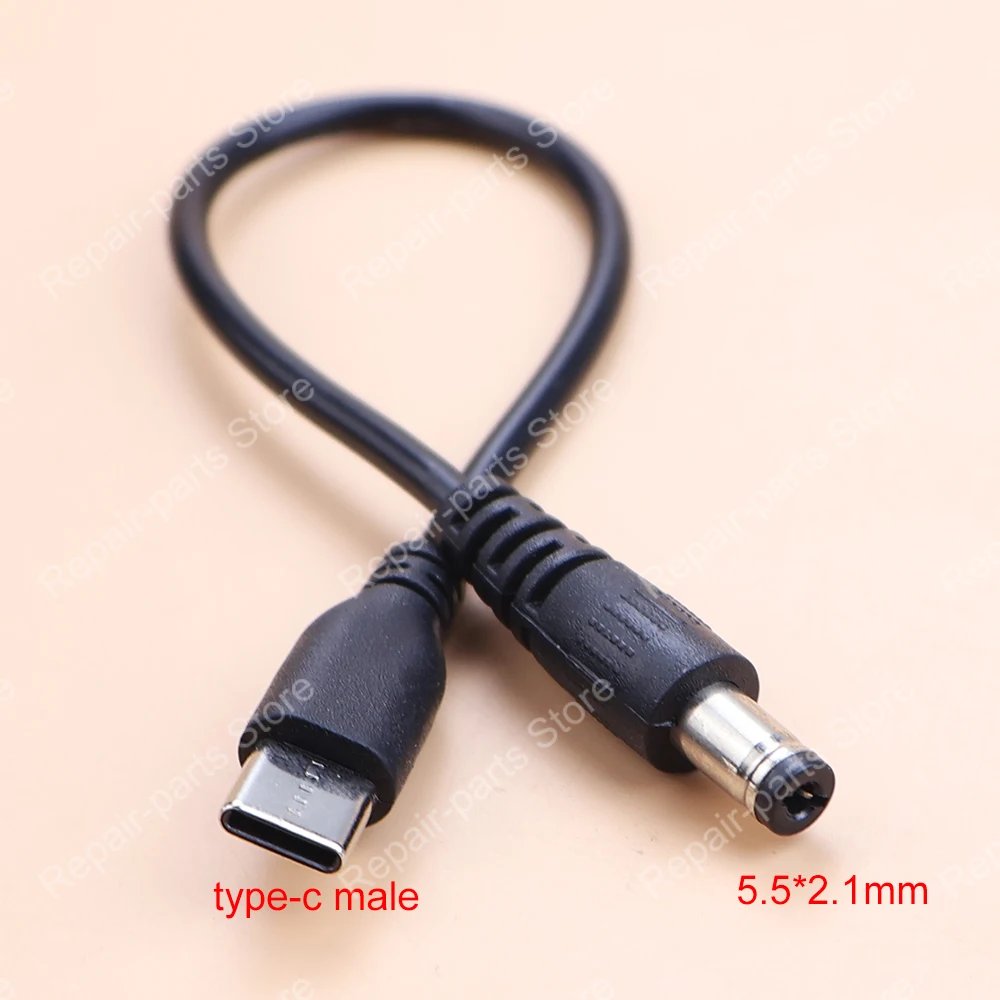 JCD 1/2/5PCS DC Type-C to 5.5*2.1 Male/Female Cable 5521 Power Jack DC Power Conector 5.5x2.1 Adapter USB Type C Converter