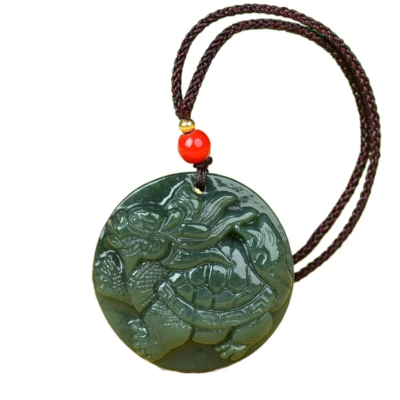 Exquisite Hetian Jade Attracts Wealth Dragon Turtle Pendant Versatile Men's Women's Models Return To Their Hometown Pendant