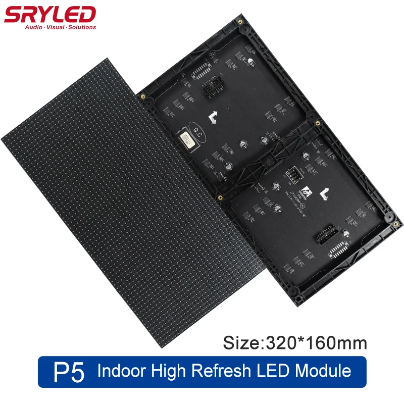 SRYLED-pantalla Led de pared para interiores, módulo P5 de 320x160mm, SMD2121, 64x32 píxeles, para negocios, iglesia, fondo