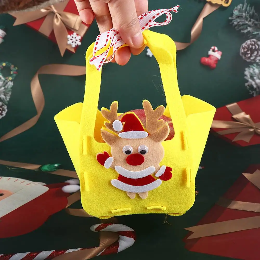 Non-woven Fabric DIY Xmas Candy Bag Christmas Tree House Decoracion Portable Elk Handbag Kriss Kringle Snowman