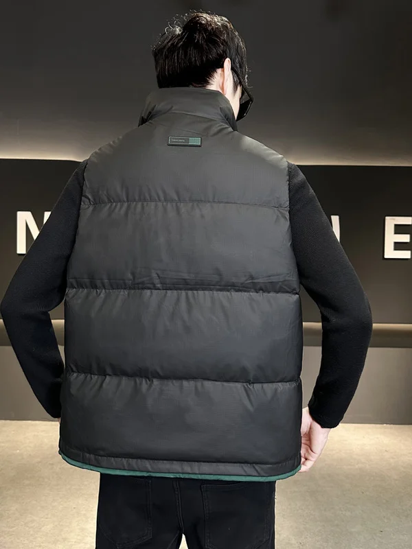 

Lightweight Padded Stand Collar Vest Jaet for Men Trendy Autumn Winter Outerwear Quilted Polyester Fiber High-End Feel