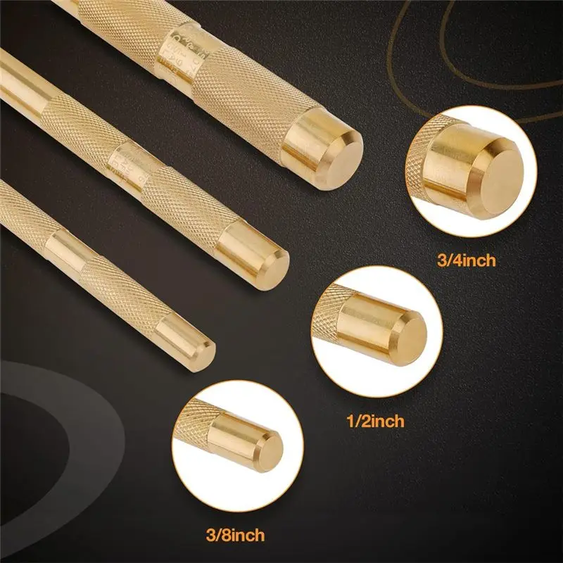 AWAH Brass Drift Punch Set, 25075 25076 25077 Brass Punches view 3