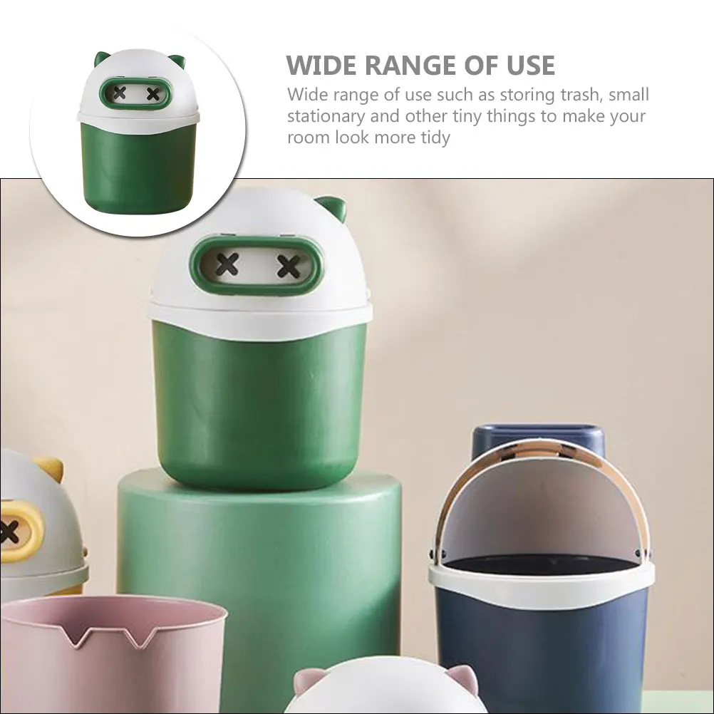 

1pc Desktop Waste Bin Mini Flip Lid Trash Can Office Bedroom Kitchen Countertop Garbage Holder Plastic Space Saving