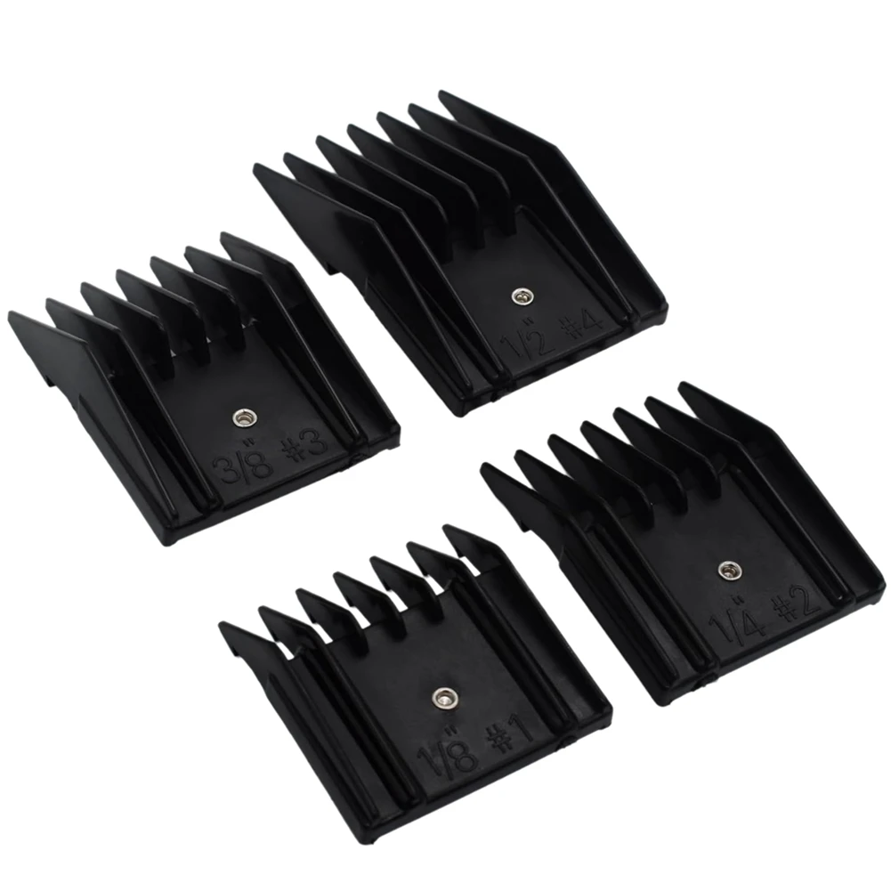 A75K 4 Pieces Professional A5 Style Hair Clipper Attachment Guard Guide Cutting Combs Set Compatible Classic Black