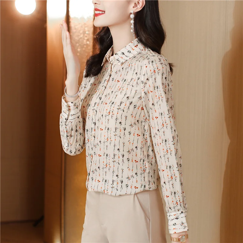 Fashion printing ladies shirts New elegant Women\'s Blouses 2023 Spring Autumn Long Sleeve Shirts Tops Blusas Mujer