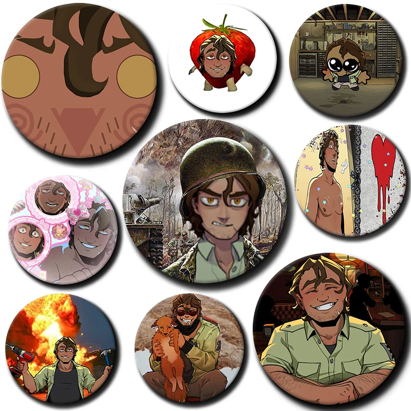 58mm 1PC Cartoon Cosplay Tinplate Round Brooch Y-YKMET Strade Badges for Bag Hat Toys Gifts