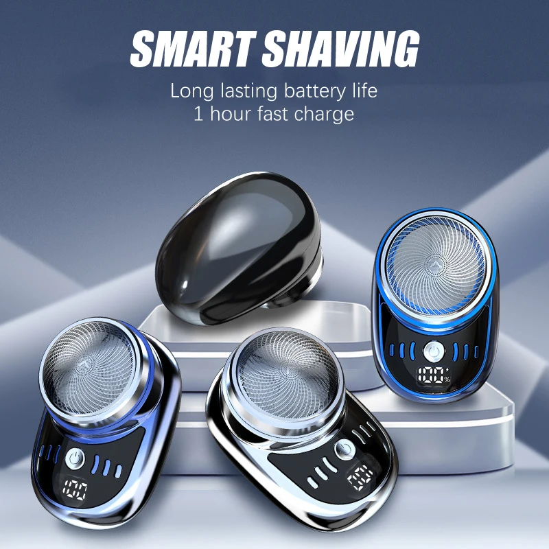 Mini Electric Shaver For Men Vehicle Mounted Shaver With Digital Display Washable Cordless Travel Pocket Face Beard Trimmer