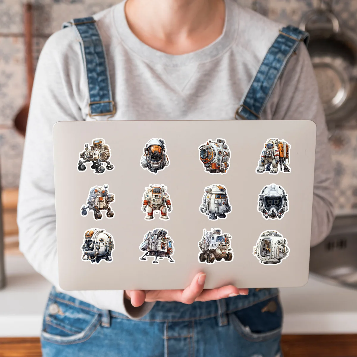 10/50 pezzi stile carino attrezzatura spaziale astronauta adesivo cartone animato decorazione fai da te PVC impermeabile skateboard notebook giocattolo graffiti