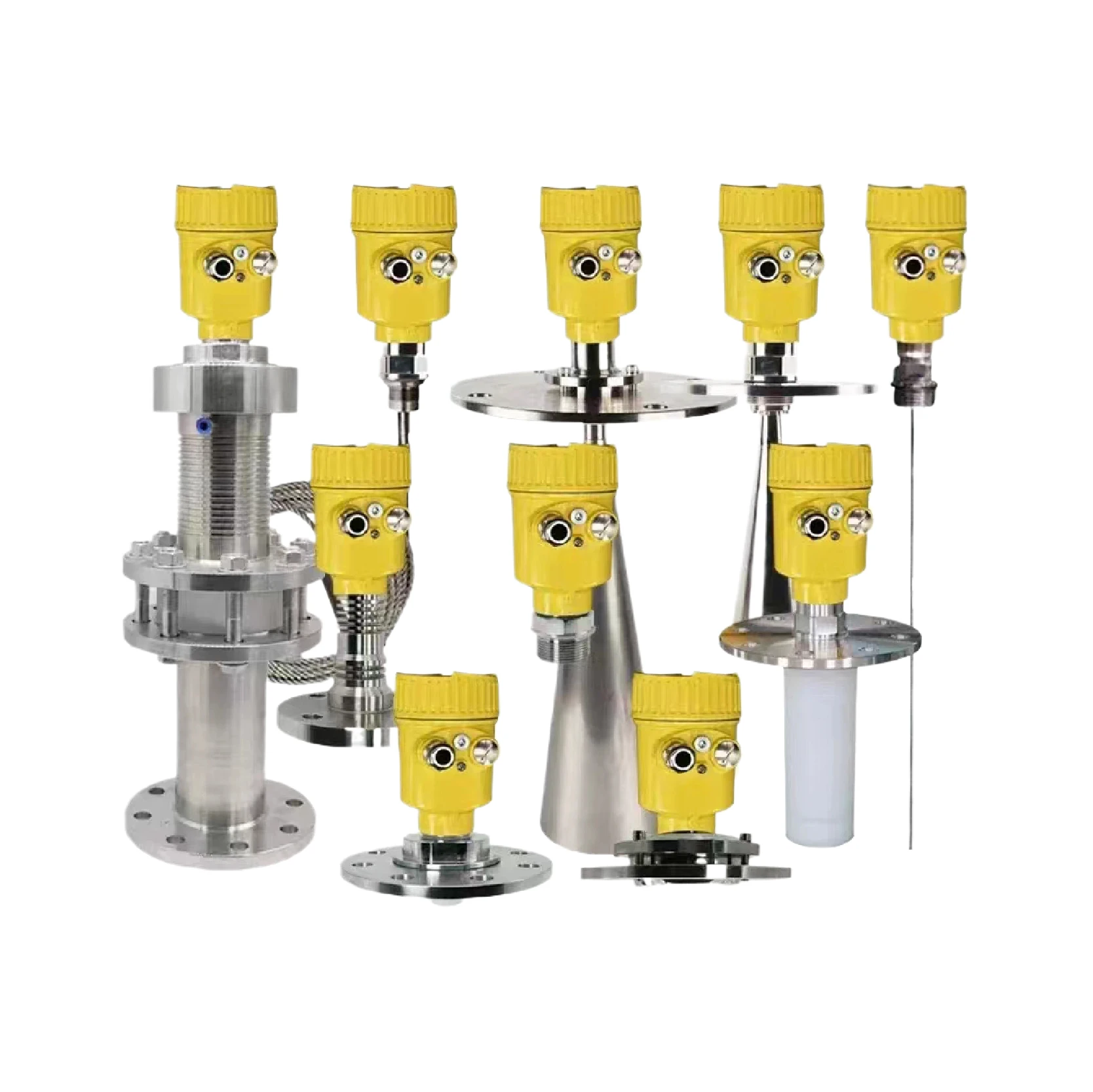 ความถี่สูง 26GHz เซ็นเซอร์ระดับเรดาร์ป้องกันการระเบิด 4-20mA Guided Wave เครื่องส่งสัญญาณ Rod สายหน้าแปลนเกลียว