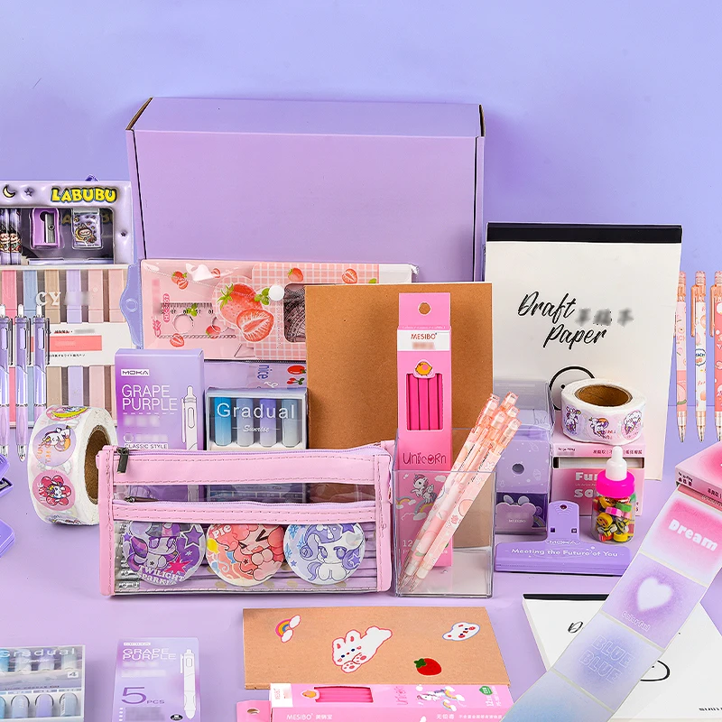 15 Kinds of Good-looking School Supplies in a Purple Dreamy Series Stationery Set, Which Is an Elegant Ideal Birthday Gift