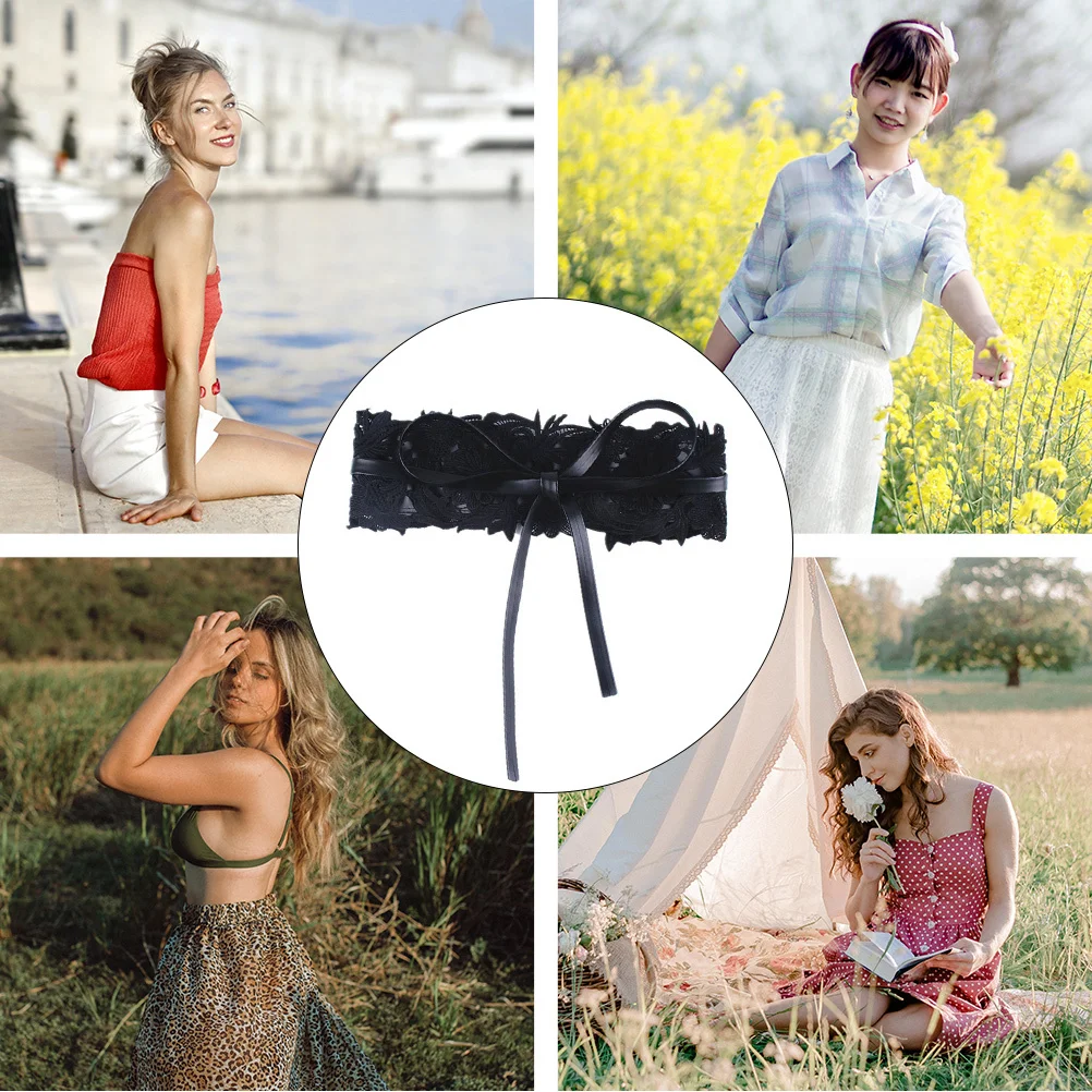 

1 pc Hollow-Out Lace Waist Belt Adjustable Wide Women Belt For Dress Sweater Stylish Lightweight Decoration Accessory