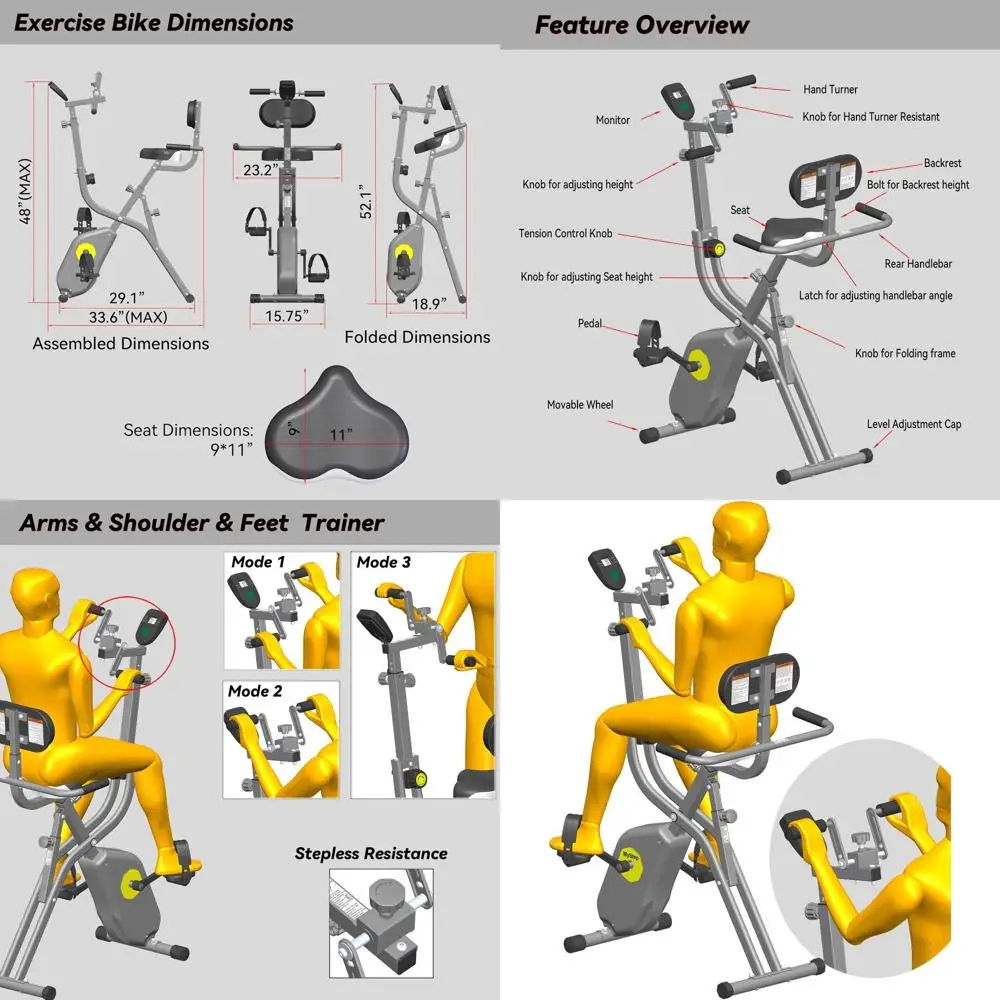 

Складной велотренажер — стационарные велосипеды для домашнего использования, тренировки рук и ног, складной велотренажер для дома — магнитный с 8 шт.