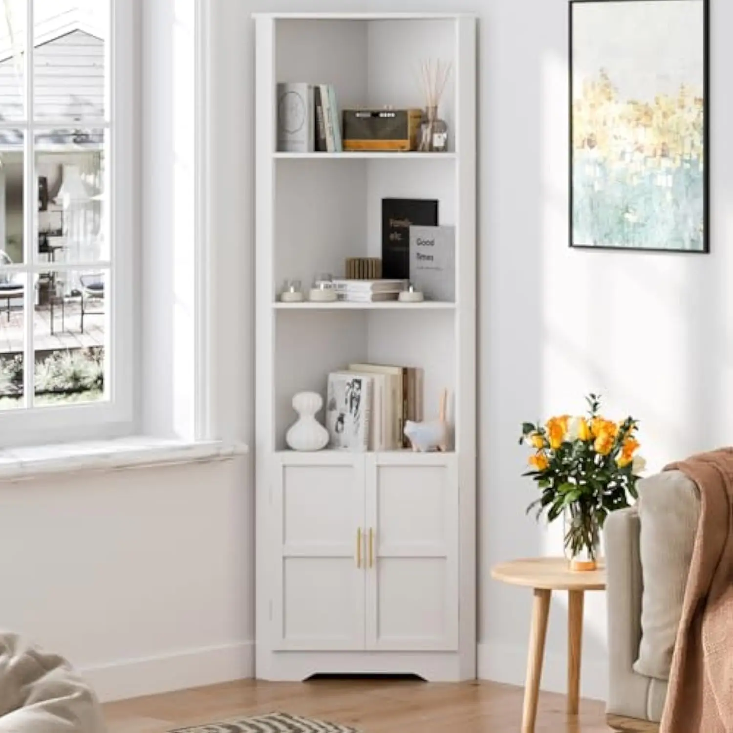 

Corner Cabinet, 67'' Tall Corner Storage Cabinet with 2 Barn Doors and Adjustable Shelves for Living Room, Kitchen, Bathroom, L